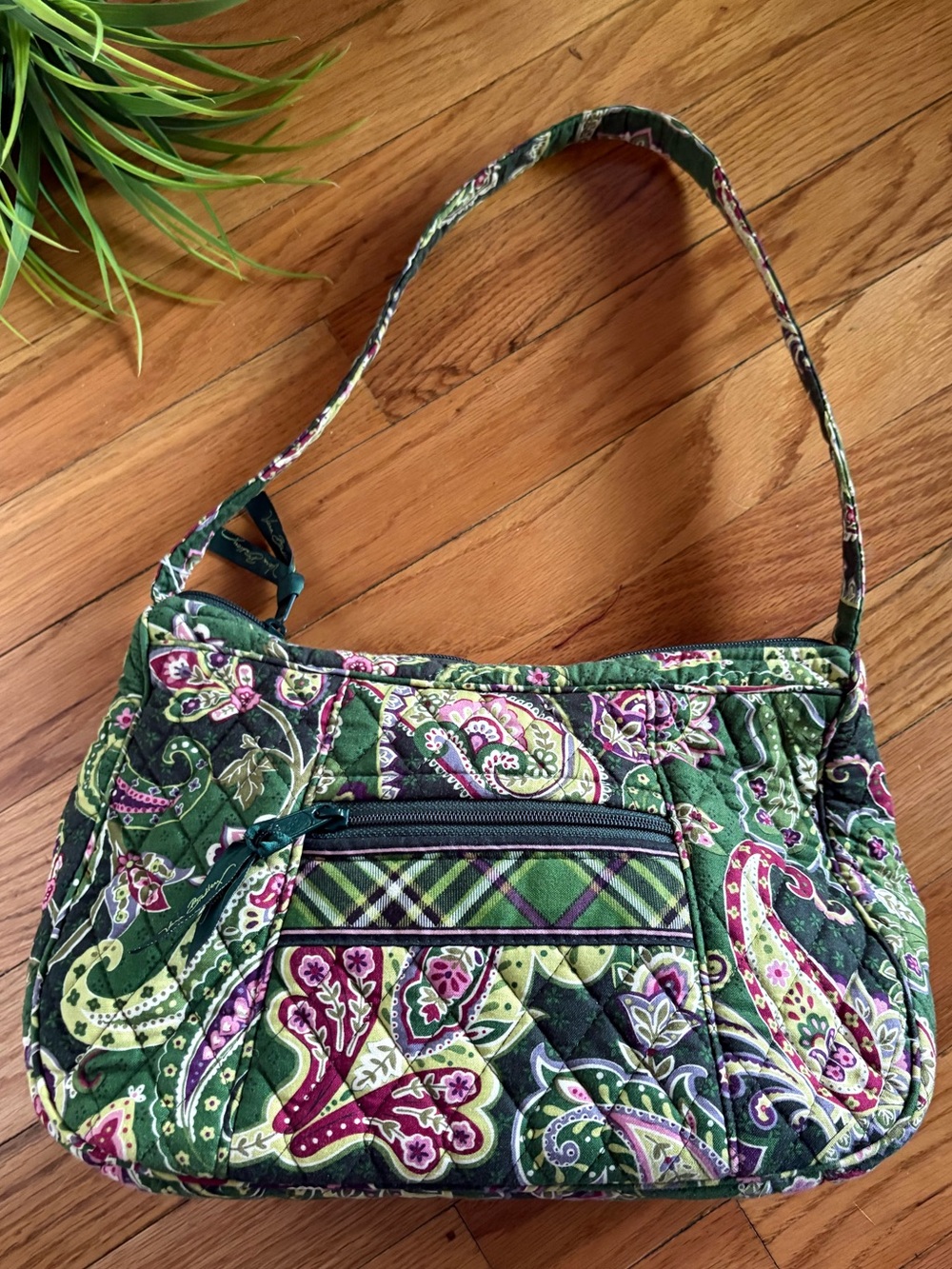 Vera Bradley Chelsea Green Quilted Paisley Shoulder Bag - Picture 6 of 6